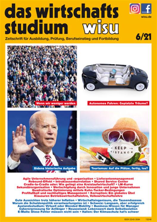 Titelbild der Zeitschrift "WISU – Das Wirtschaftsstudium" Heft 6 2021
